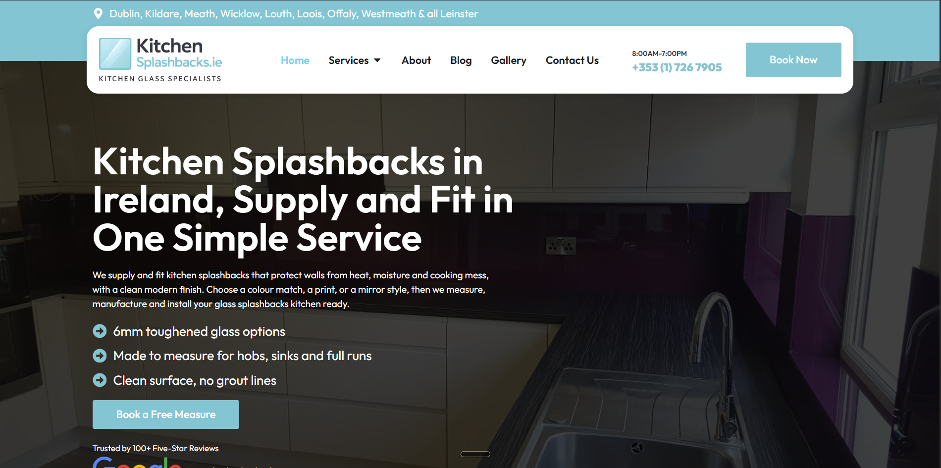 KitchenSplashbacks.ie homepage