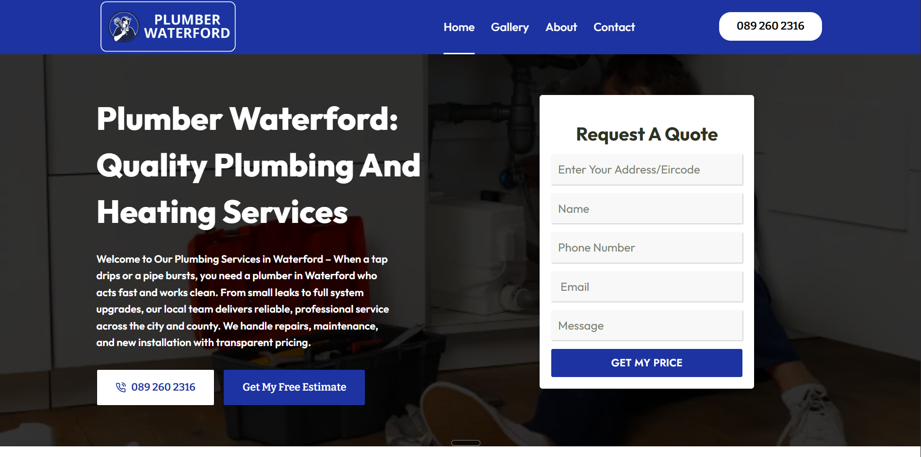 PlumberWaterford.ie homepage